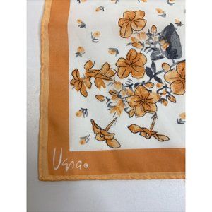 Vintage VERA NEUMANN Scarf  MADE IN JAPAN Floral Orange Grey Head Band Purse